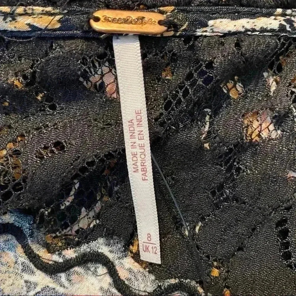 Free People Lucie Mini Dress in Black Combo With Lace Detail Size 8 - Picture 9 of 16